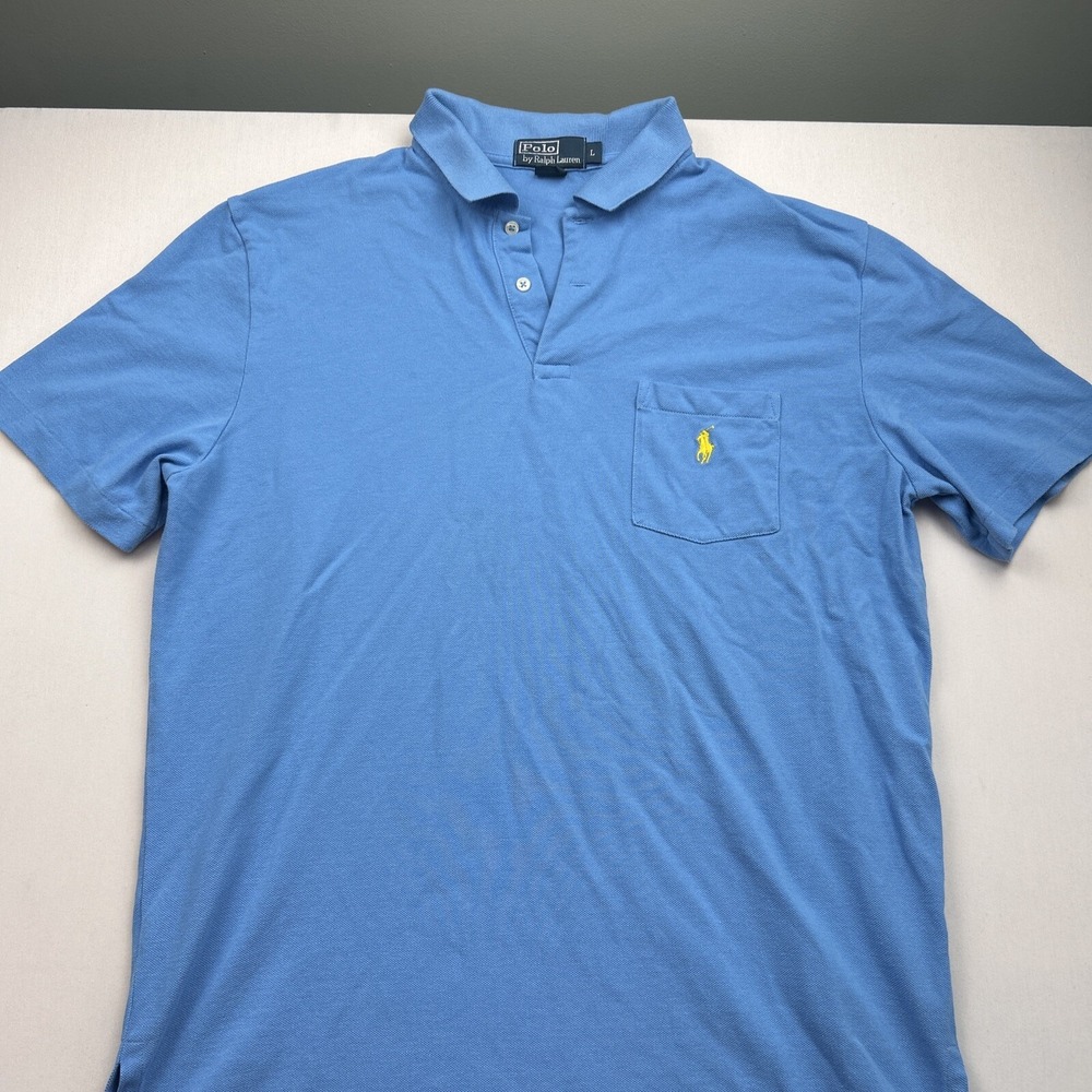 Polo Ralph Lauren Shirt Mens Large Blue‎ Polo Pony Logo Golf Vintage